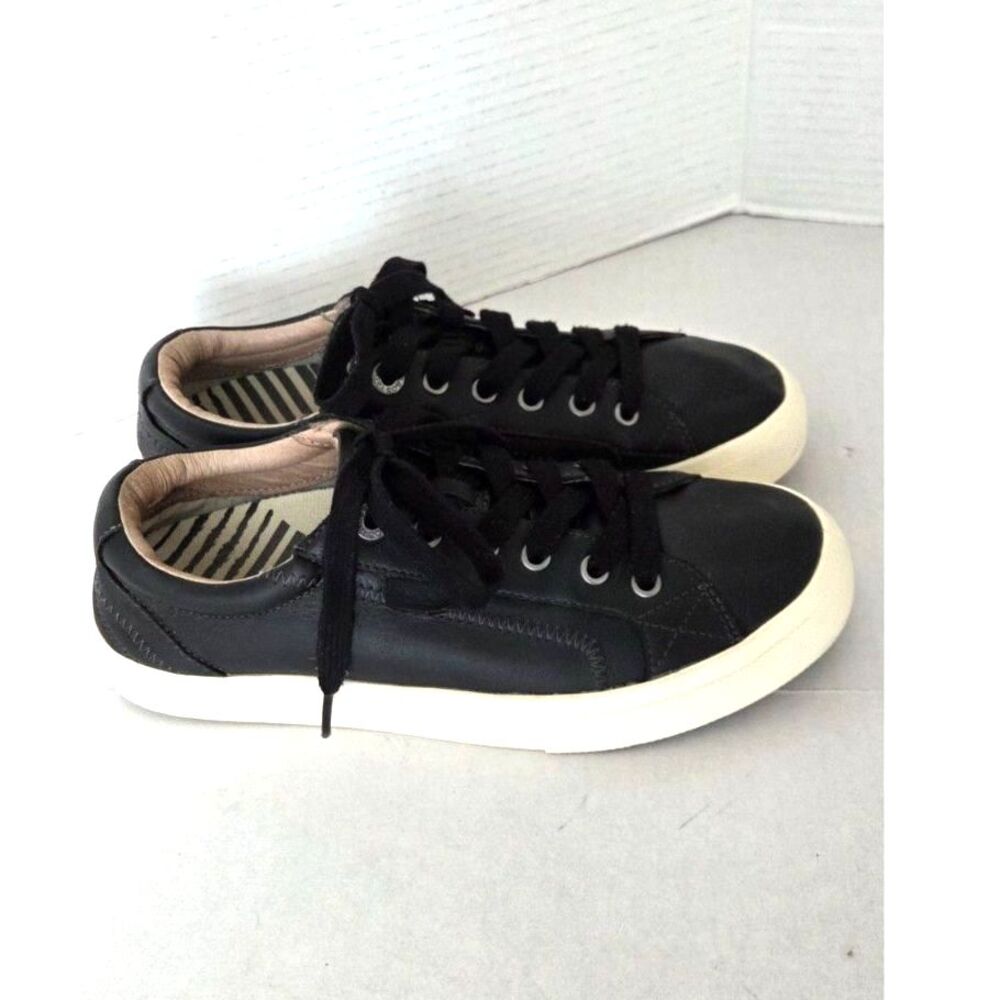 Taos Plim Soul Lux Leather Arch Support Sneakers Black Womens Sz 8 VGUC Preppy